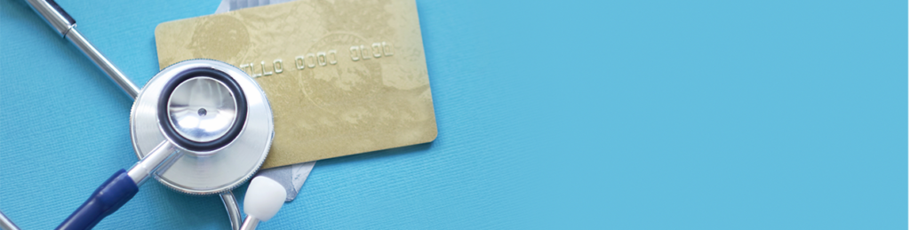 Health Insurance Tiers. A stethoscope and credit card